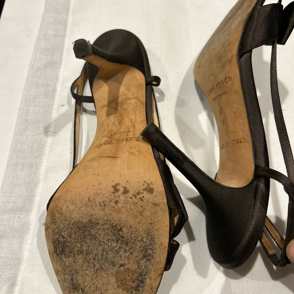 Kate Spade Lover Satin Slingback Bow Heels in Chocolate 7.5. - Picture 3 of 3